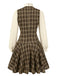 Braun 1960er Plaid Bogen Tie Taste Swing Kleid