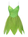 Grün 1970er Tinkerbell Elf Blütenblatt Saum Mini Kleid
