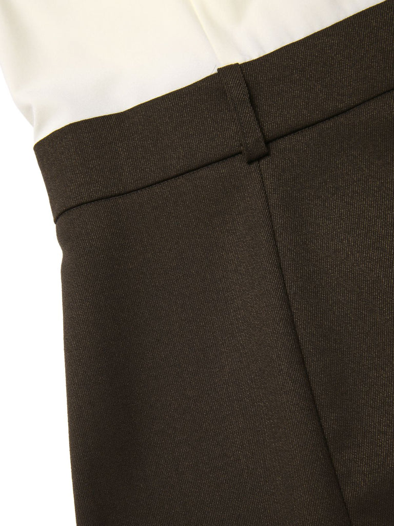 Braun 1960er Kontrast Langarm Bleistift Kleid