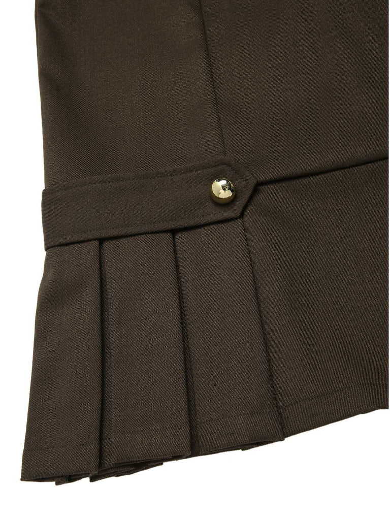 Braun 1960er Kontrast Langarm Bleistift Kleid