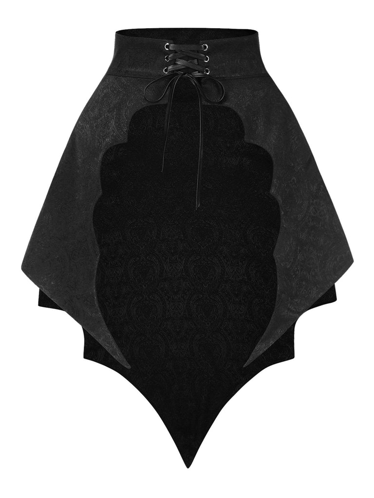 Schwarz 1950er Gothic Schläger Jacquard Cover-Up