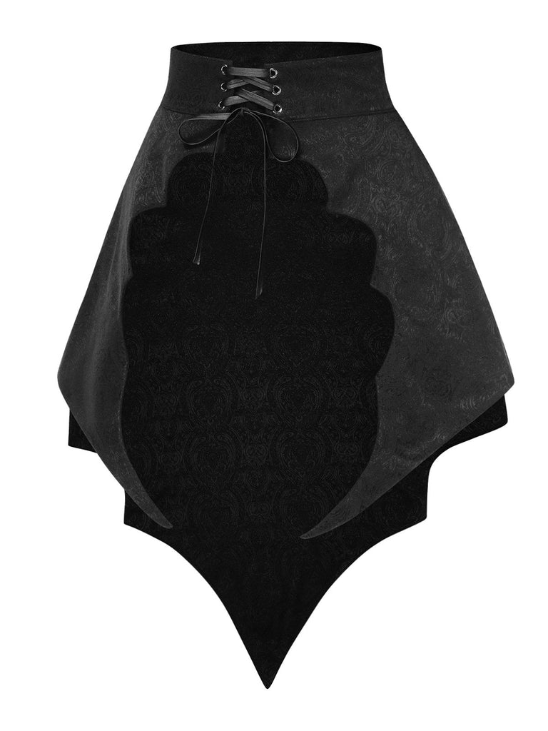 Schwarz 1950er Gothic Schläger Jacquard Cover-Up