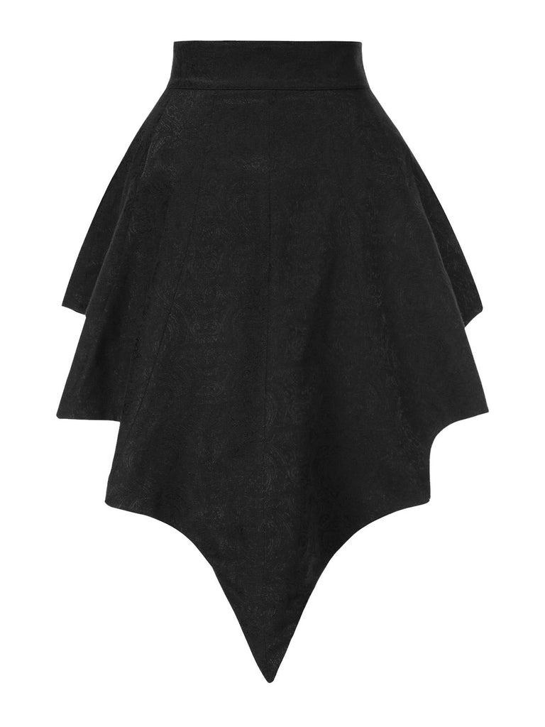 Schwarz 1950er Gothic Schläger Jacquard Cover-Up