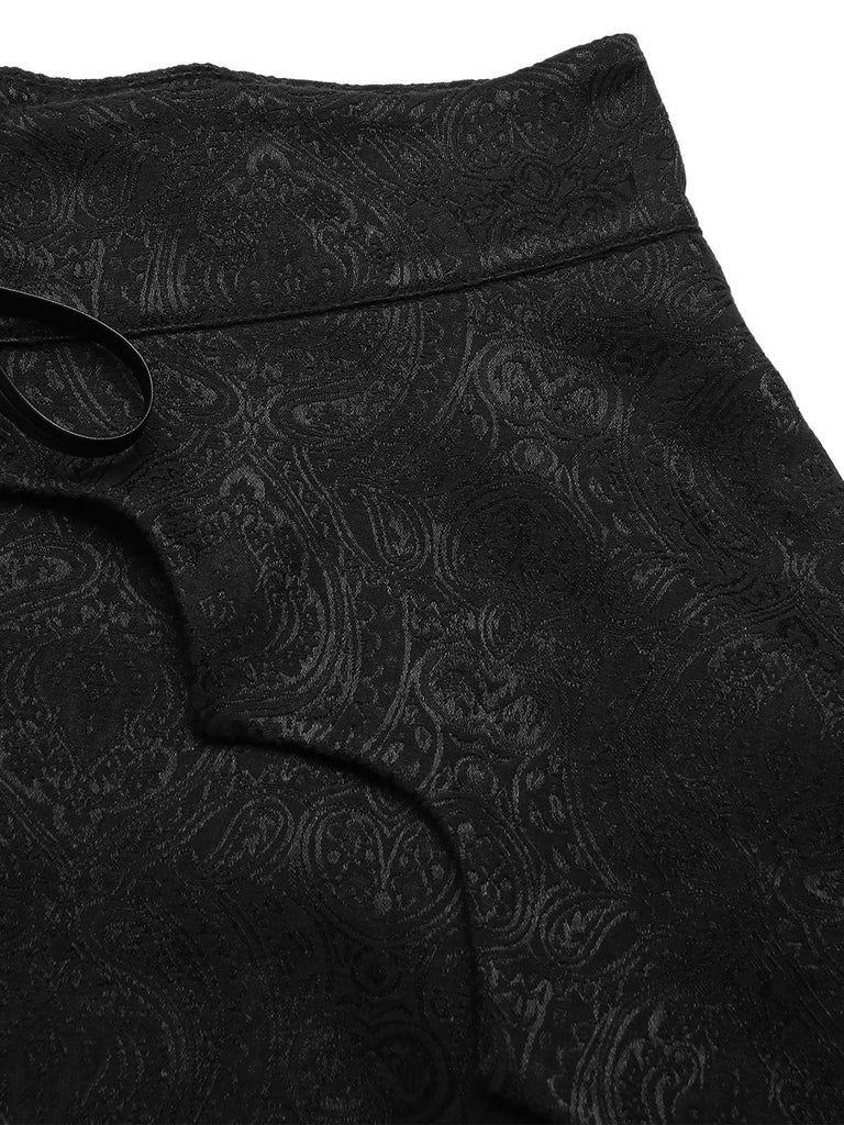 Schwarz 1950er Gothic Schläger Jacquard Cover-Up