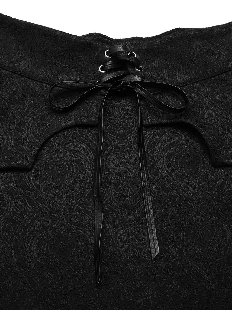 2PCS Schwarz 1950er Gothic Schläger Romper & Cover-Up