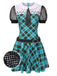 Blau 1970er Plaid Peter Pan Kragen Frankie Stein Kleid