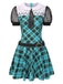 Blau 1970er Plaid Peter Pan Kragen Frankie Stein Kleid