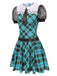 Blau 1970er Plaid Peter Pan Kragen Frankie Stein Kleid