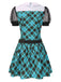 Blau 1970er Plaid Peter Pan Kragen Frankie Stein Kleid