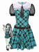 Blau 1970er Plaid Peter Pan Kragen Frankie Stein Kleid