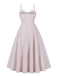 Weiß 1950er Gingham Plaid Spaghetti Träger Kleid