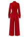 1950er Solide Schlüsselloch Hoher Hals Samt Jumpsuit