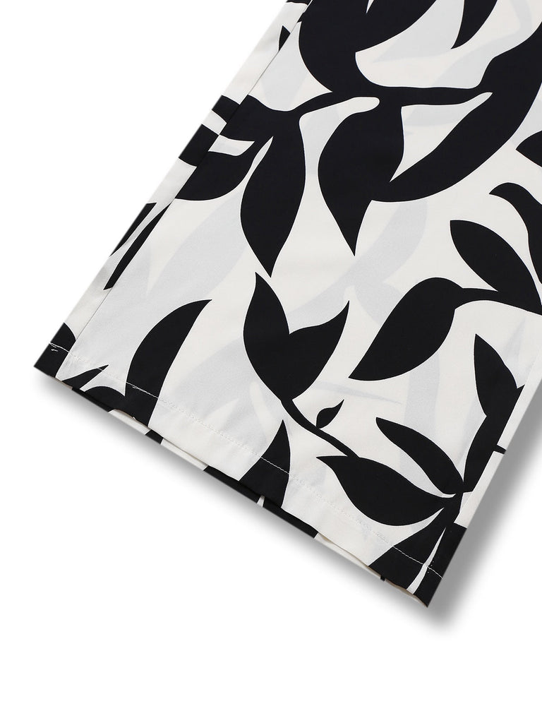 Schwarz 1930er Blätter Silhouette Spaghetti Träger Jumpsuit