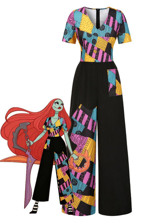 Multicolor 1940er Nightmare Before Christmas Sally Jumpsuit