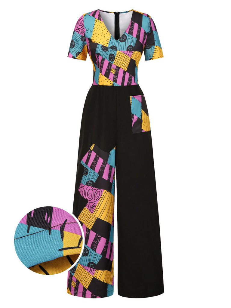 Multicolor 1940er Nightmare Before Christmas Sally Jumpsuit