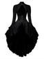 Schwarz 1980er Gigot-Ärmel Viktorianisch Spitze Kleid