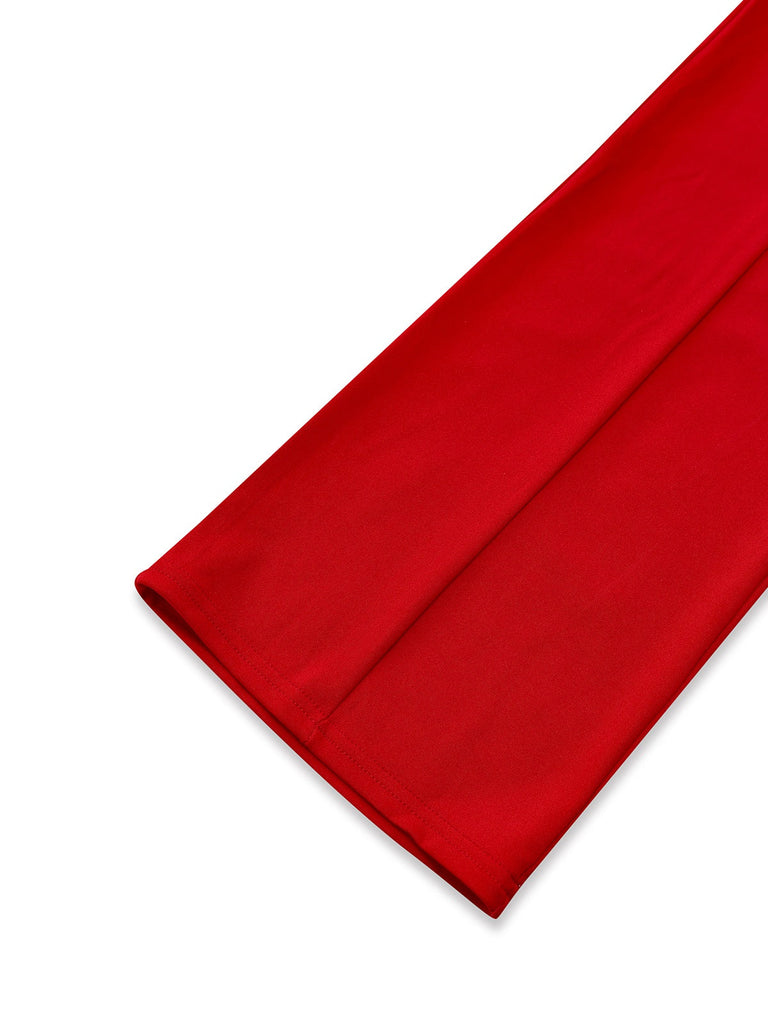 Rot 1960er Solide Durchsichtig Spitze Langarm Jumpsuit