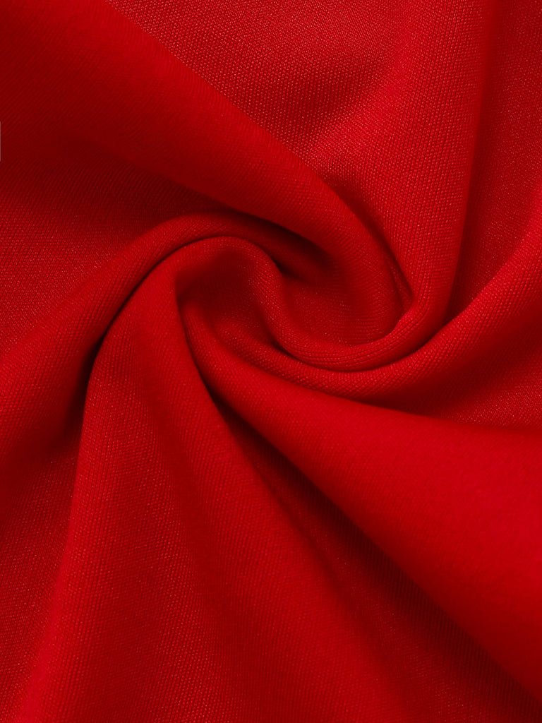 Rot 1960er Solide Durchsichtig Spitze Langarm Jumpsuit