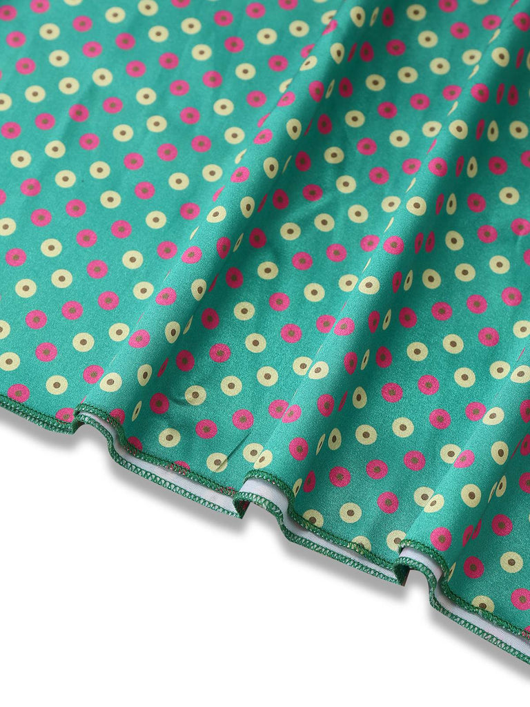 Grün 1930er Grinch Martha Cosplay Polka Dot Trägerlos Kleid