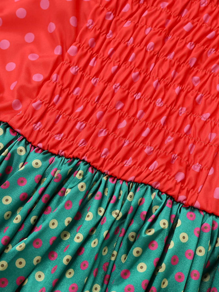 Grün 1930er Grinch Martha Cosplay Polka Dot Trägerlos Kleid