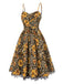 1950er Slip Leopard Sonnenblume Schmetterlinge Spitze Kleid