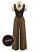 Braun 1930er Gefälschte 3PCS Bogen Plaid Jumpsuit