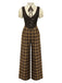 Braun 1930er Gefälschte 3PCS Bogen Plaid Jumpsuit