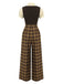 Braun 1930er Gefälschte 3PCS Bogen Plaid Jumpsuit