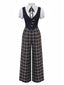 [Vorverkauf] Schwarz 1930er Gefälschte 3PCS Bogen Plaid Jumpsuit