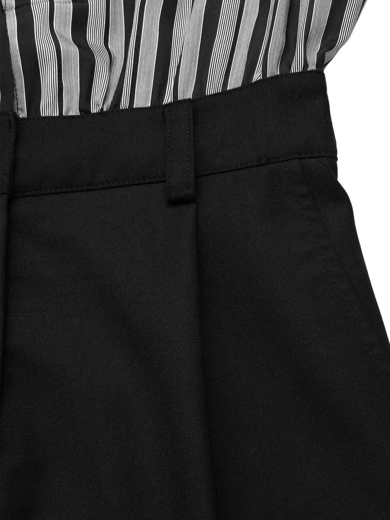 Schwarz 1940er Hemdkragen Streifen Jumpsuit Mit Kap