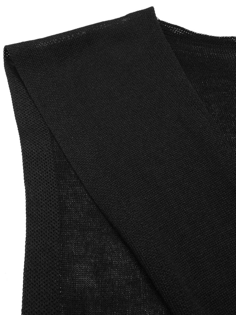 Schwarz 1940er Hemdkragen Streifen Jumpsuit Mit Kap