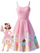 Blassrosa 1950er Eiscreme Herzförmiger Hals Kleid