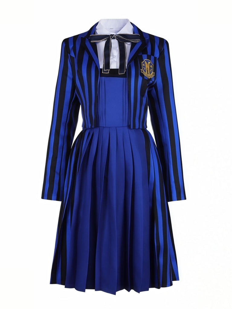 Blau 1940er Streifen Wednesday Enid Uniform Set