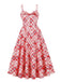 Rot 1950er Spaghettiträger Plaid Swing Kleid