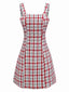 Rot 1960er Plaid Tweed Weste Kleid