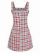 Rot 1960er Plaid Tweed Weste Kleid
