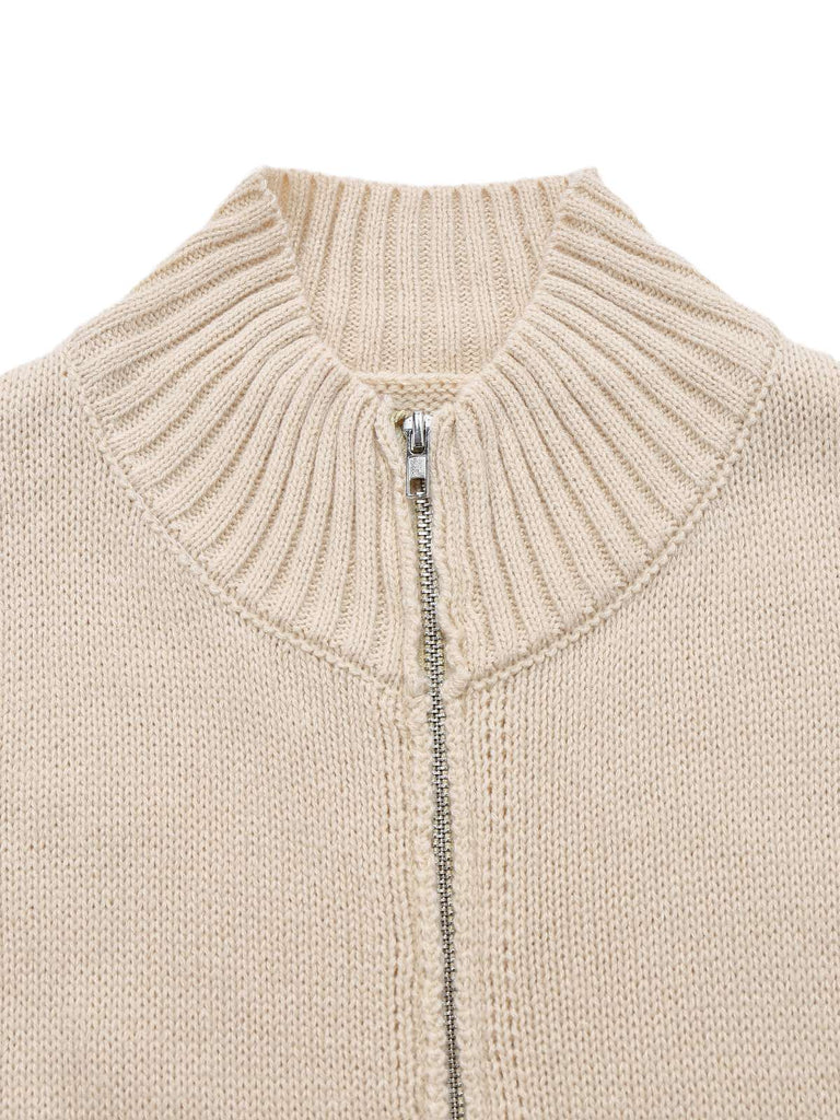 Beige 1950er Revers Ärmellos Stricken Weste