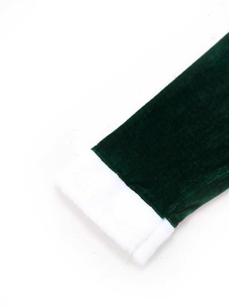 Grün 1930er Frau Weihnachtsmann Samt Kleid mit Kap