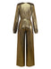 Gold 1930er Metallisch Stoff V-Ausschnitt Jumpsuit