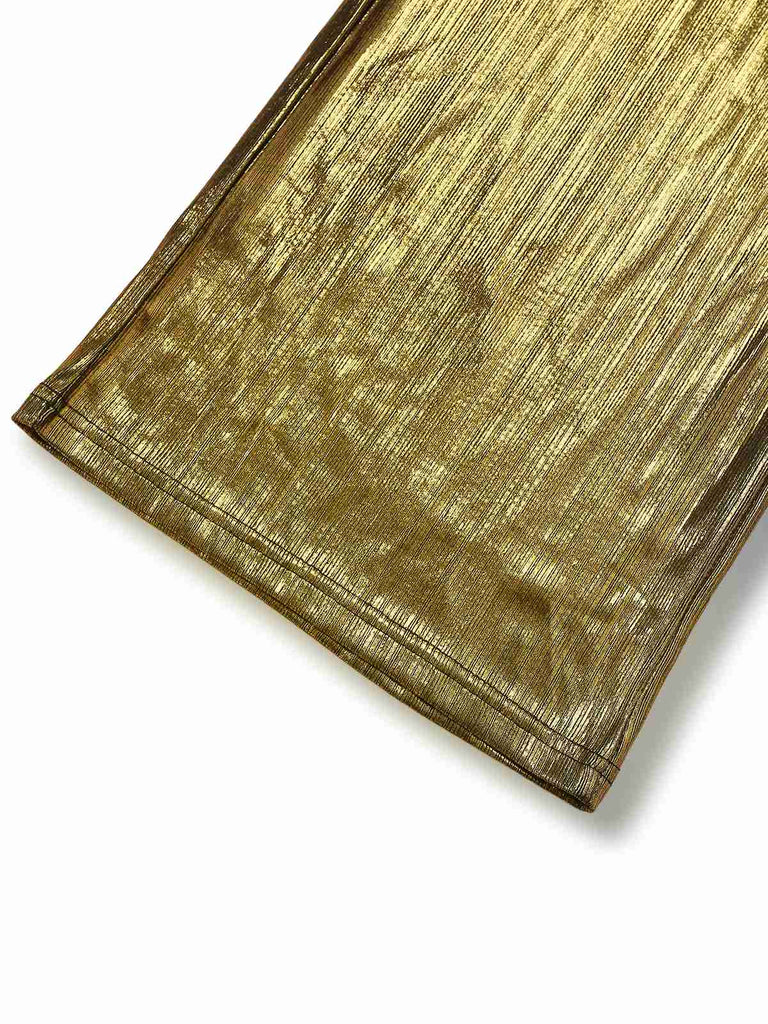 Gold 1930er Metallisch Stoff V-Ausschnitt Jumpsuit