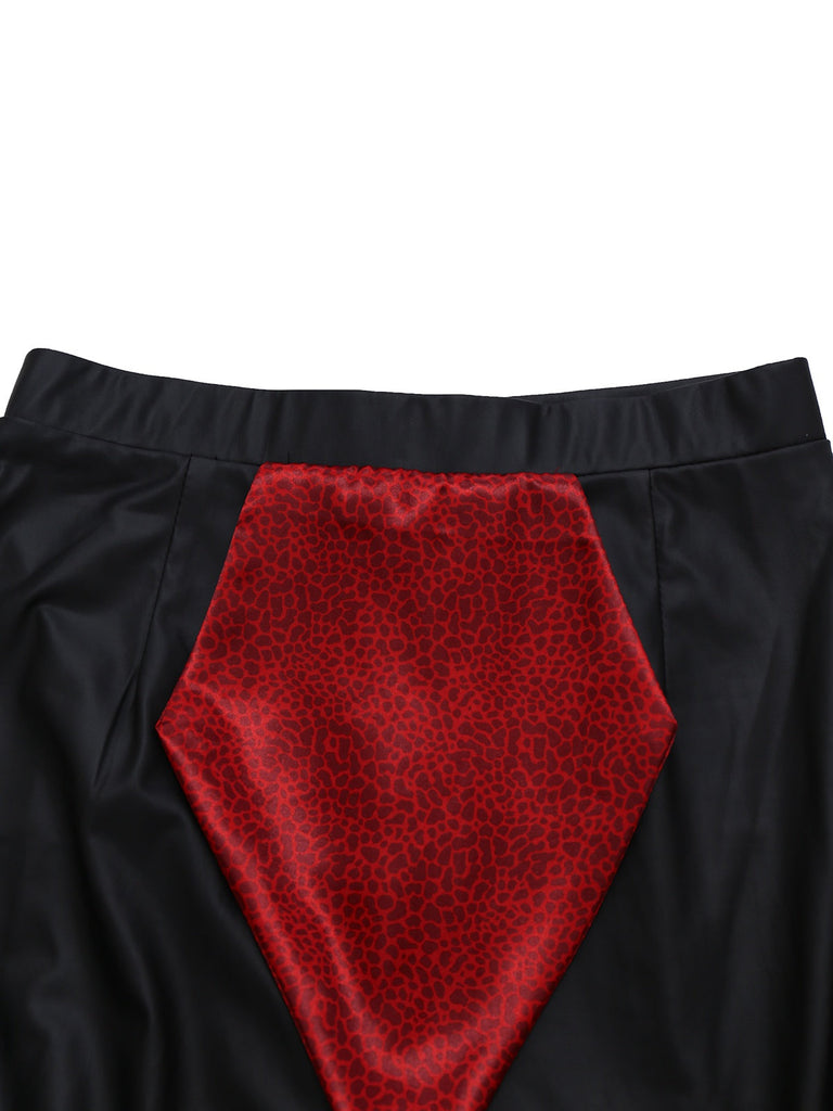 2PCS Rot 1930er Wicked Gepard Netz Top & Meerjungfrauen Rock