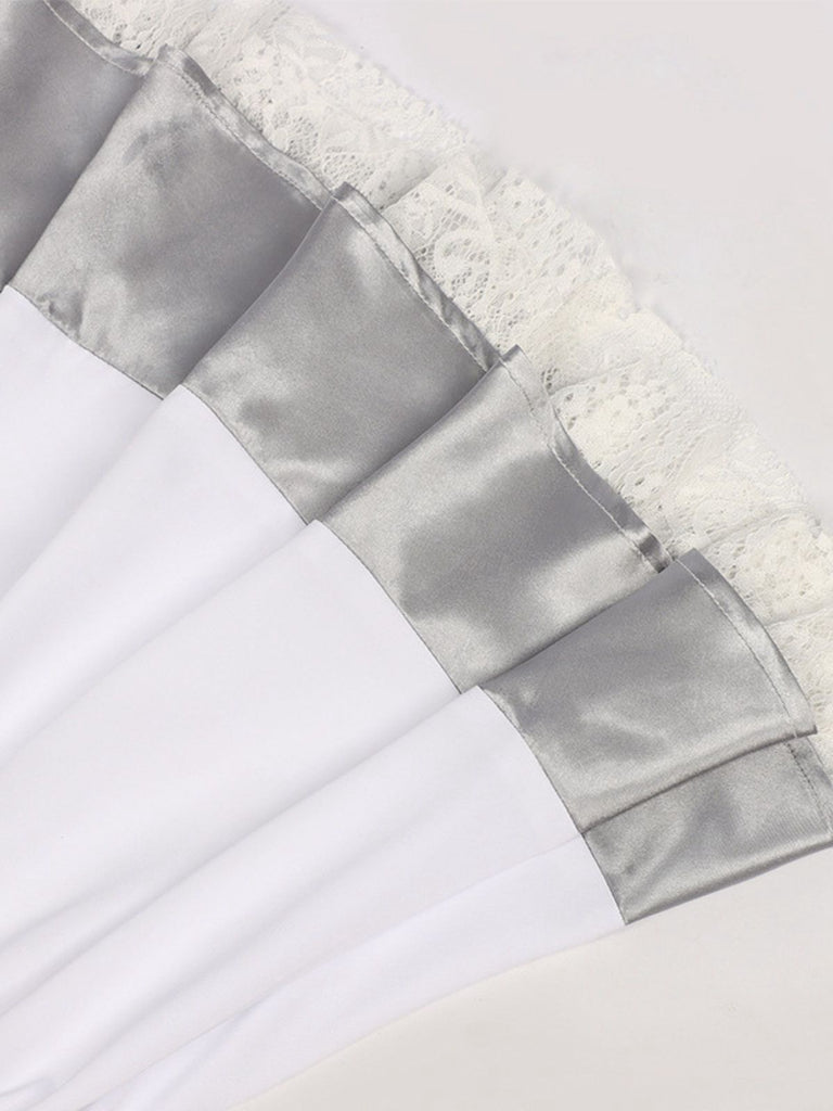 Silber 1960er Halloween IT Pennywise Streifen Puffärmel Flaumig Kleid