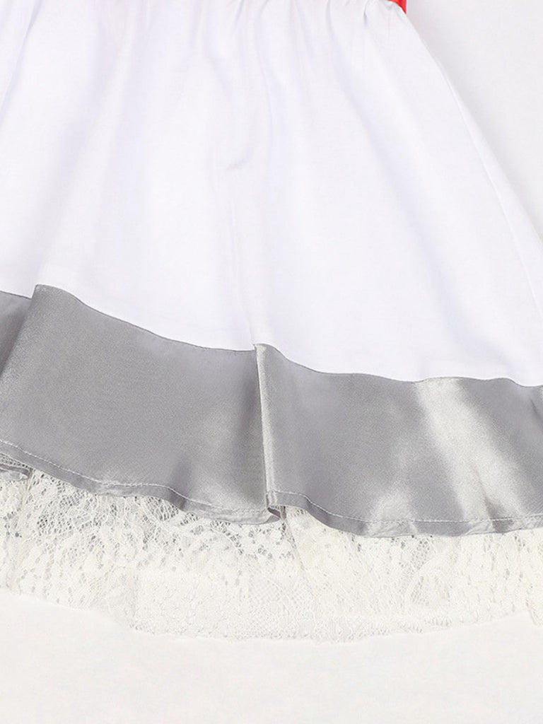 Silber 1960er Halloween IT Pennywise Streifen Puffärmel Flaumig Kleid