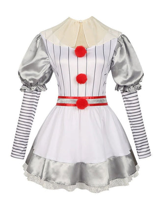 Silber 1960er Halloween IT Pennywise Streifen Puffärmel Flaumig Kleid