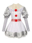 Silber 1960er Halloween IT Pennywise Streifen Puffärmel Flaumig Kleid