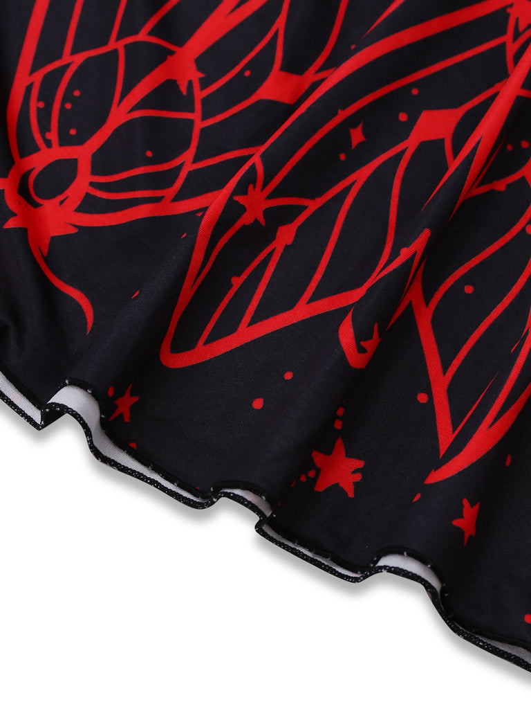 1980er Gothic Hexe Fledermausärmel Kleid Mit Kapuze