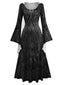 1980er Gothic Hexe Fledermausärmel Kleid Mit Kapuze