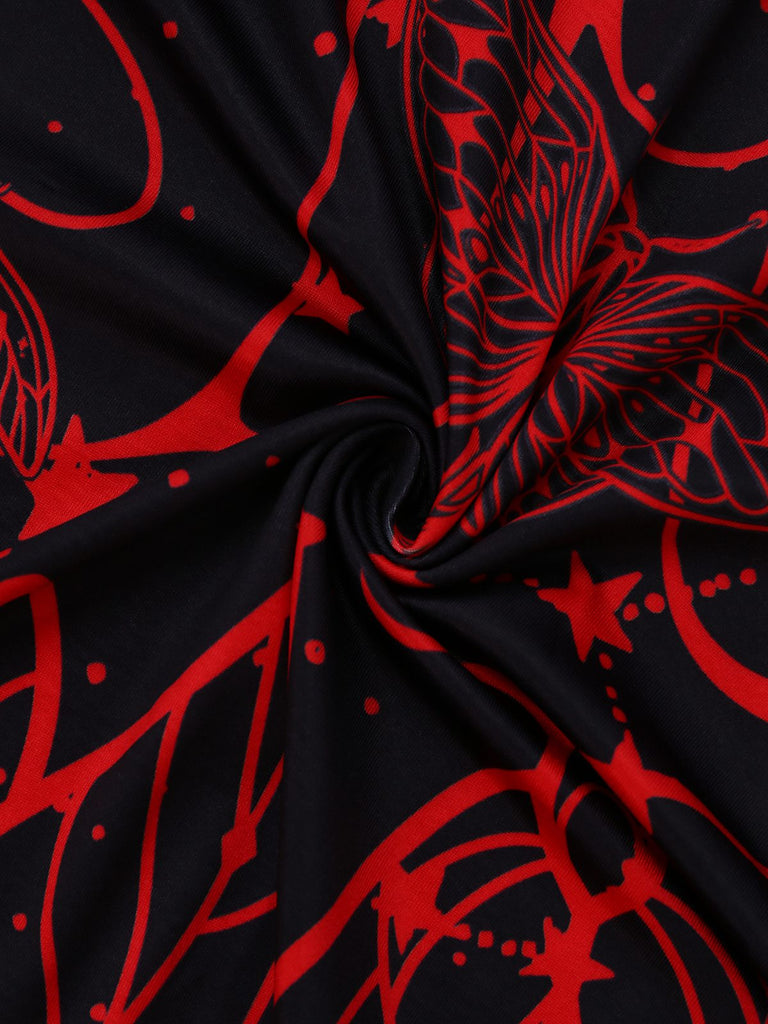 1980er Gothic Hexe Fledermausärmel Kleid Mit Kapuze