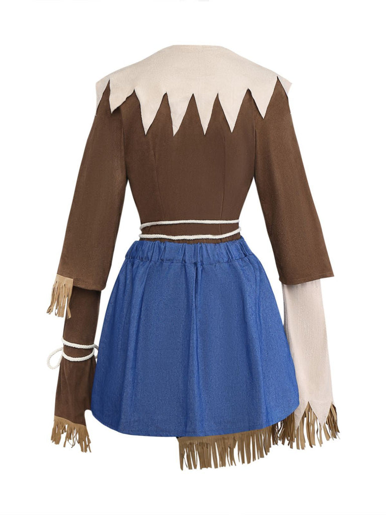 2PCS Braun 1960er Halloween Vogelscheuche Set