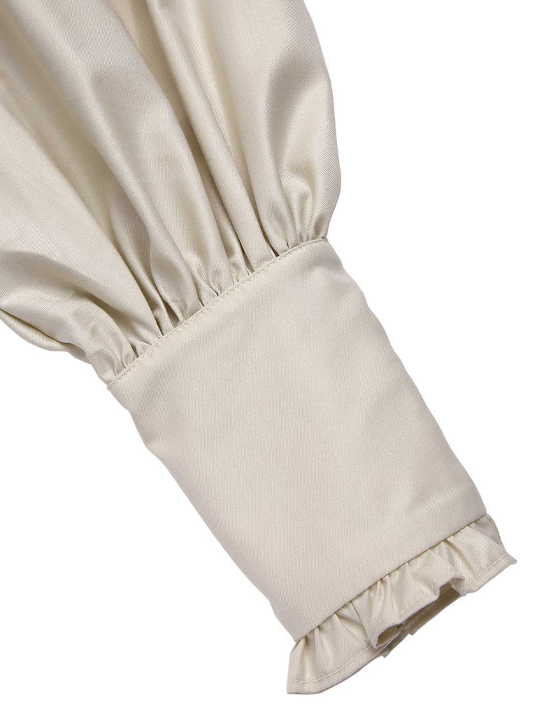 1950er Viktorianisch Bogen Tie Rüschen Langarm Kleid